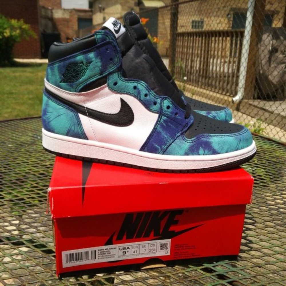 Nike Air Jordan 1 High Tie Dye Blue Sneakers - Women's 8 & Women's 9 Shoes